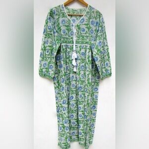 Karni Print Maxi- Green and Blue Floral Dress